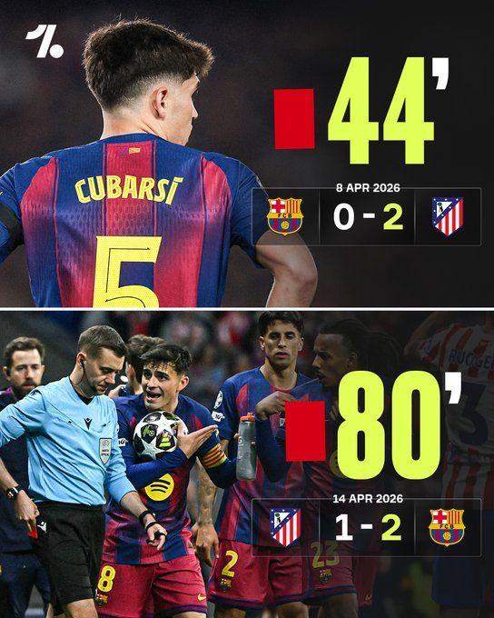 巴萨在两回合比赛中都拿到了红牌！ 