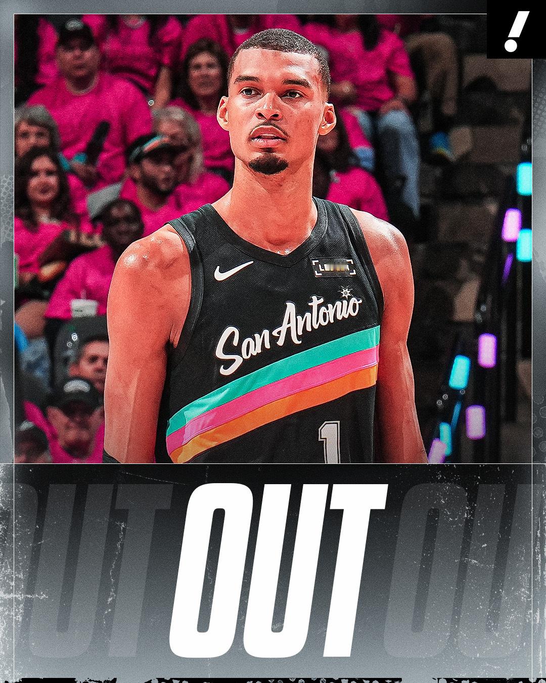 文班确定缺席今日G3。马刺vs开拓者NBA季后赛