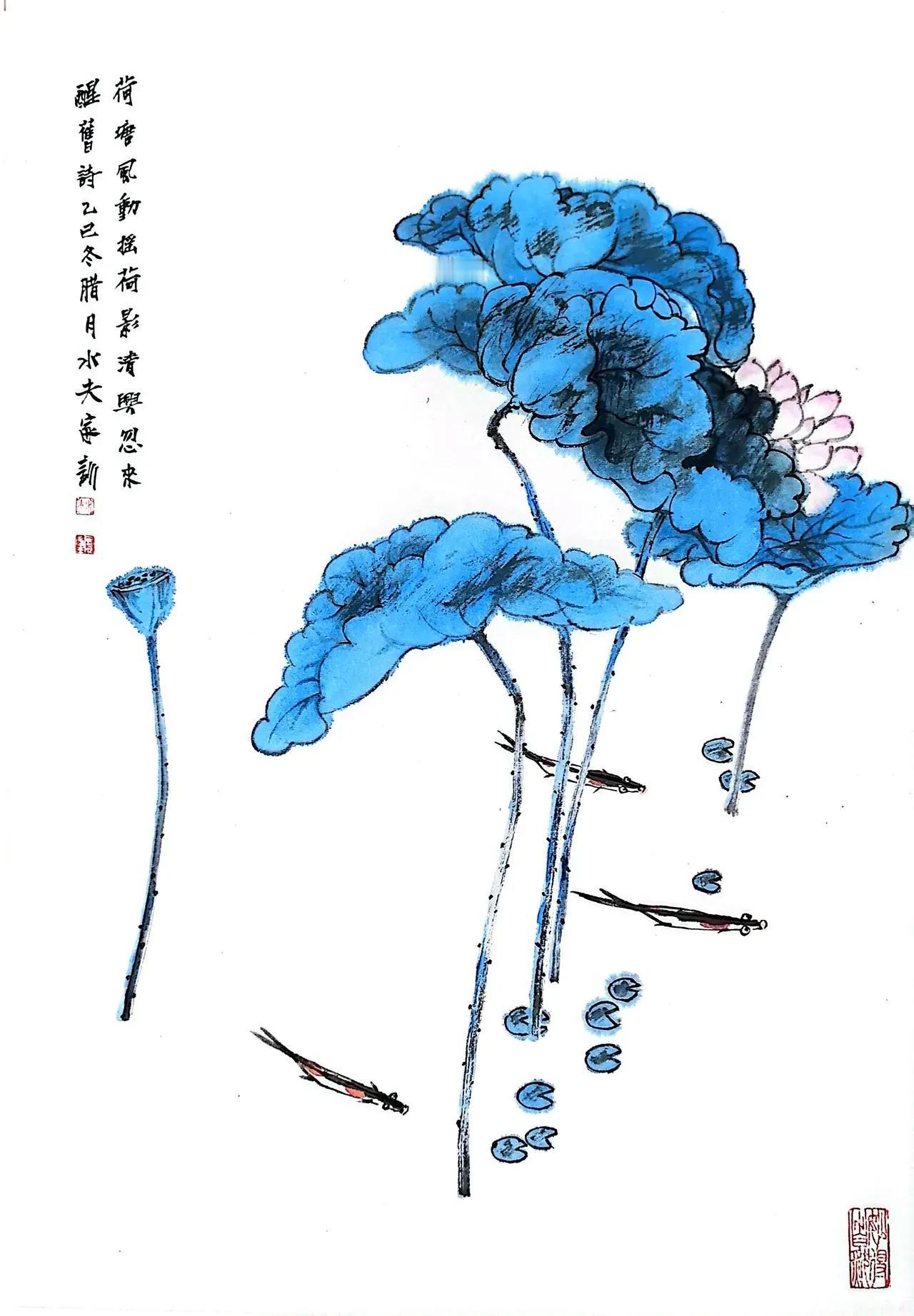 王家训国画欣赏
花开亭亭，不染尘俗；叶枯脉脉，自有风骨～画家王家训