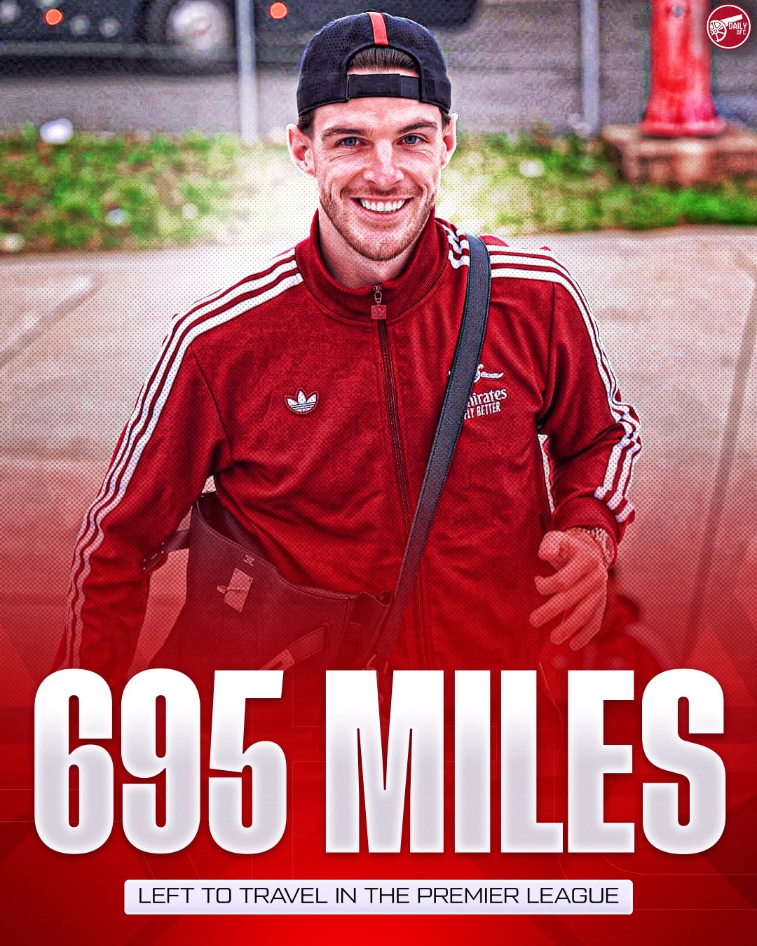 TA消息，阿森纳本赛季英超剩余赛程的旅行距离最短，几乎是曼城的一半（695英里）