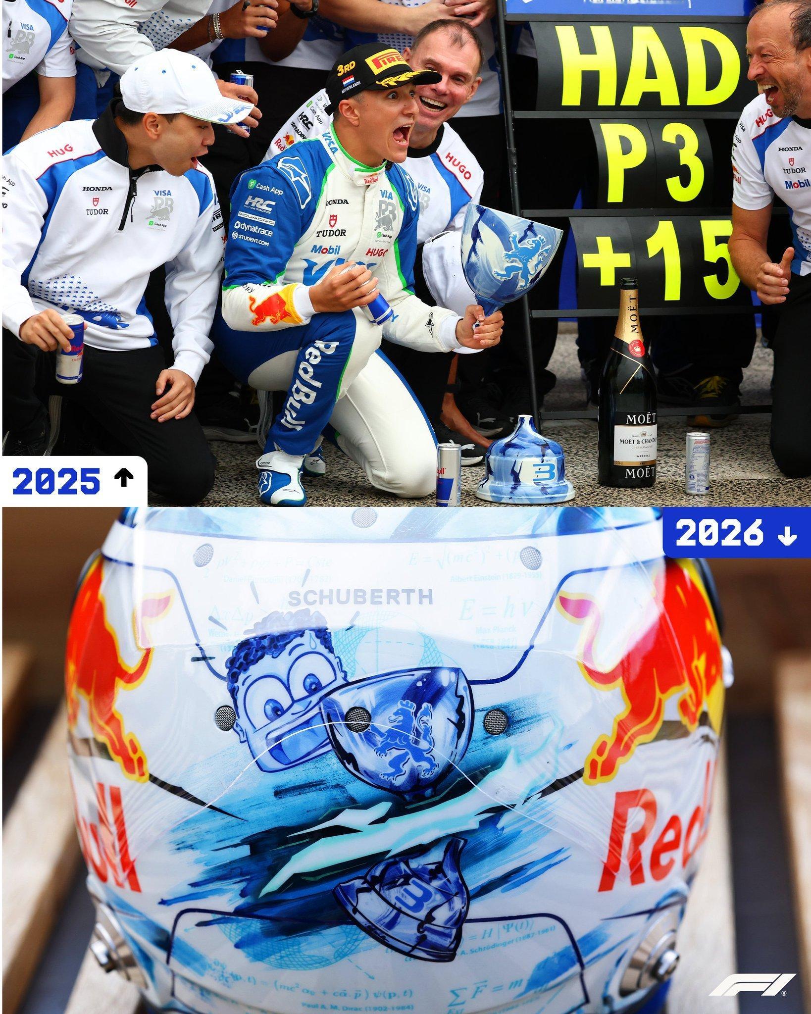 F1 红牛车手伊萨克•哈贾尔为荷兰大奖赛推出了一款特别版头盔……以此致敬去年在赞