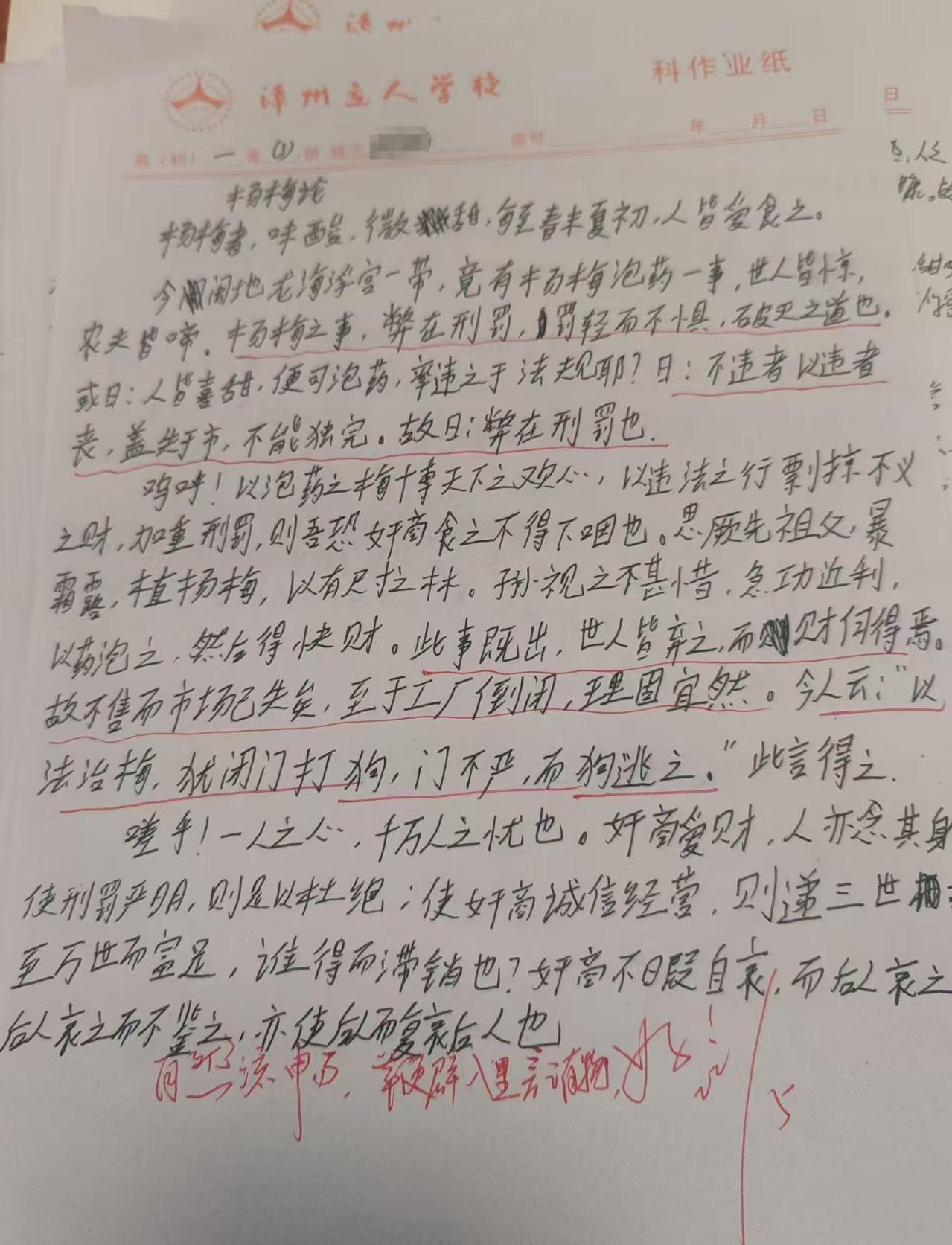 漳州学生与时俱进，杨梅论写得太好