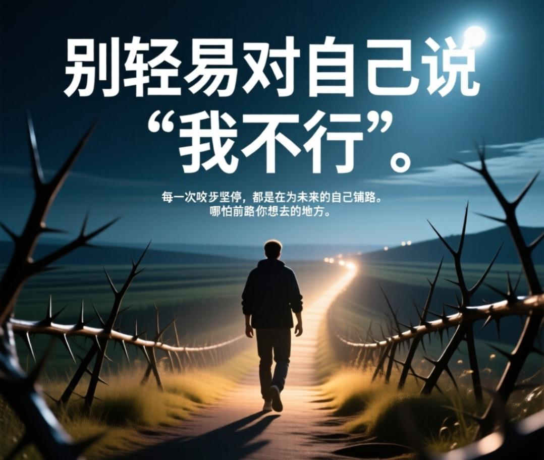 别轻易对自己说“我不行”。

每一次咬牙坚持，都是在为未来的自己铺路。

哪怕前