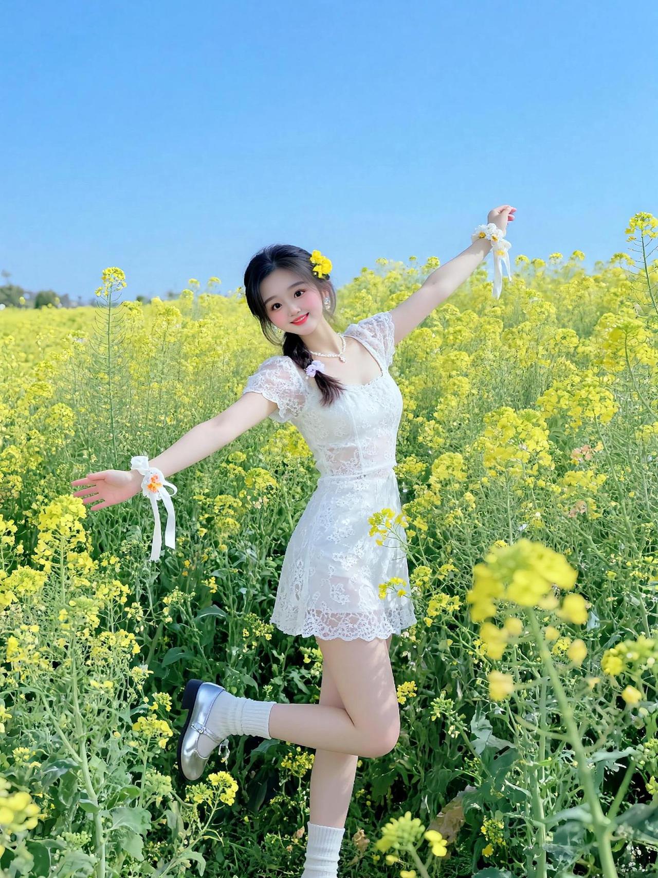 明媚阳光的一天 春天的油菜花 抖音玩法合伙人计划