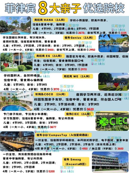菲律宾优质亲子学校汇总💰费用/食宿/环境