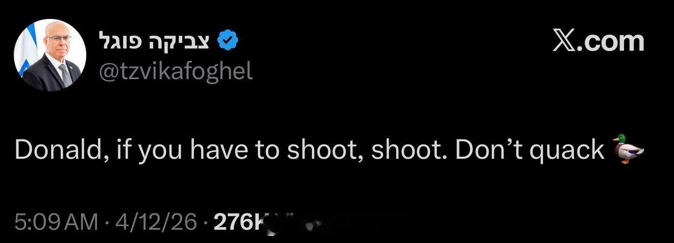 以色列议会国家安全委员会主席福格尔喊话川普：“要打就打，别打嘴炮。”美以袭击伊朗