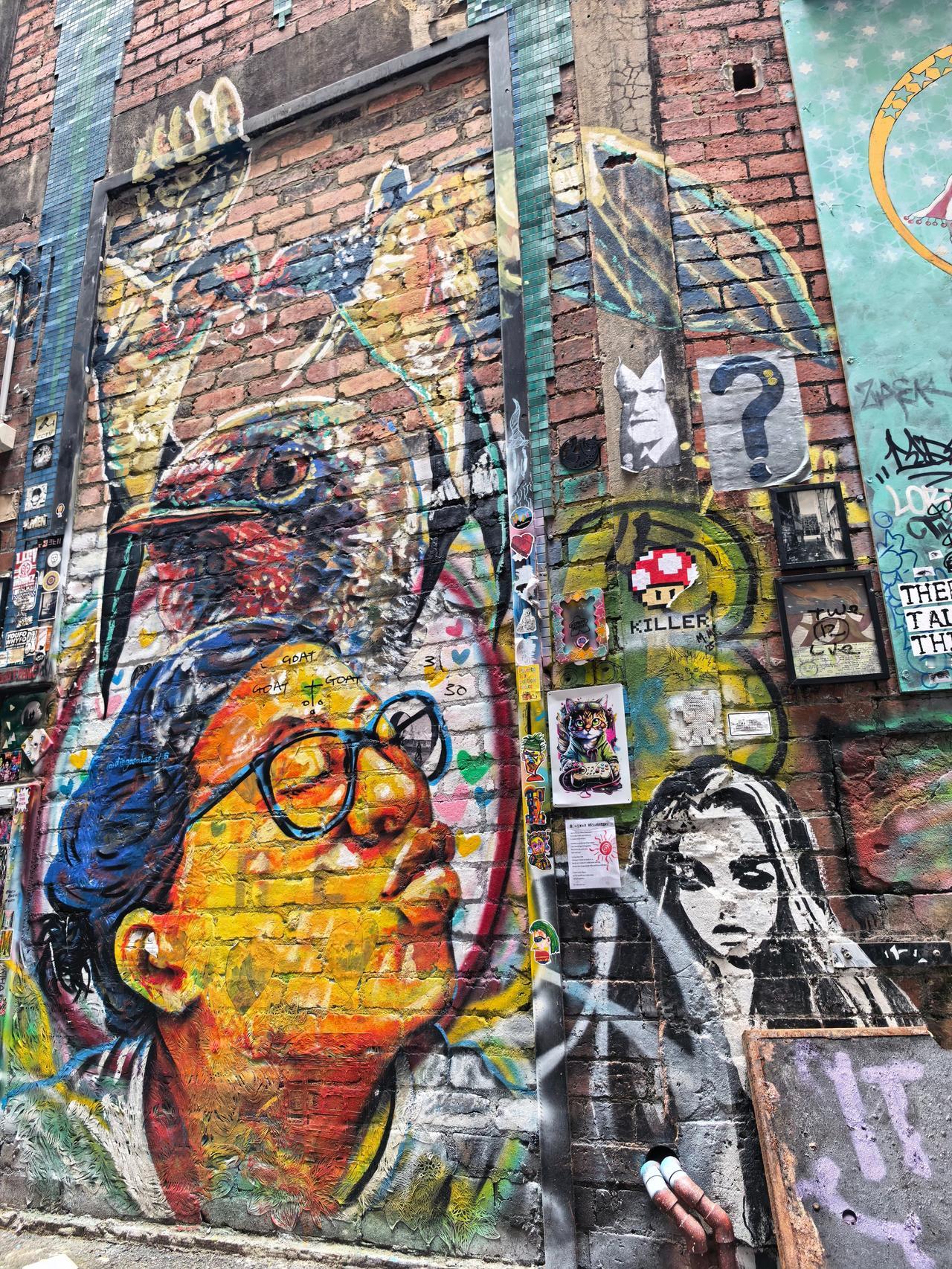 墨尔本中心小巷子，自殖民时期遗留[看] 无数街头艺术驻留，俗称涂鸦[可爱] 因为