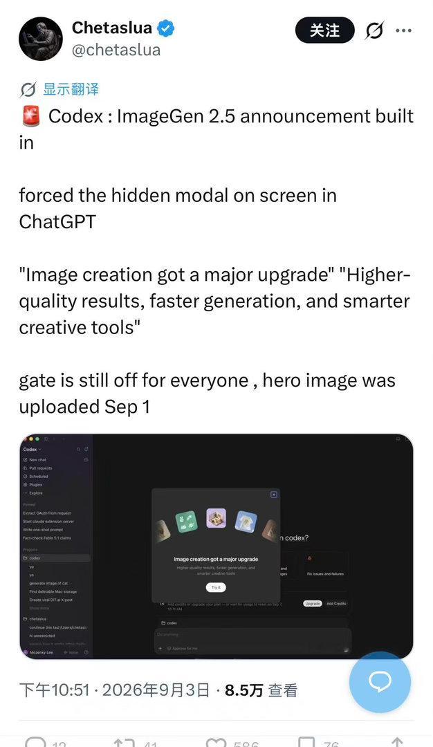 GPT Image 2.5 也要来了。Gemini 是全面落后了🙁 ​​​
