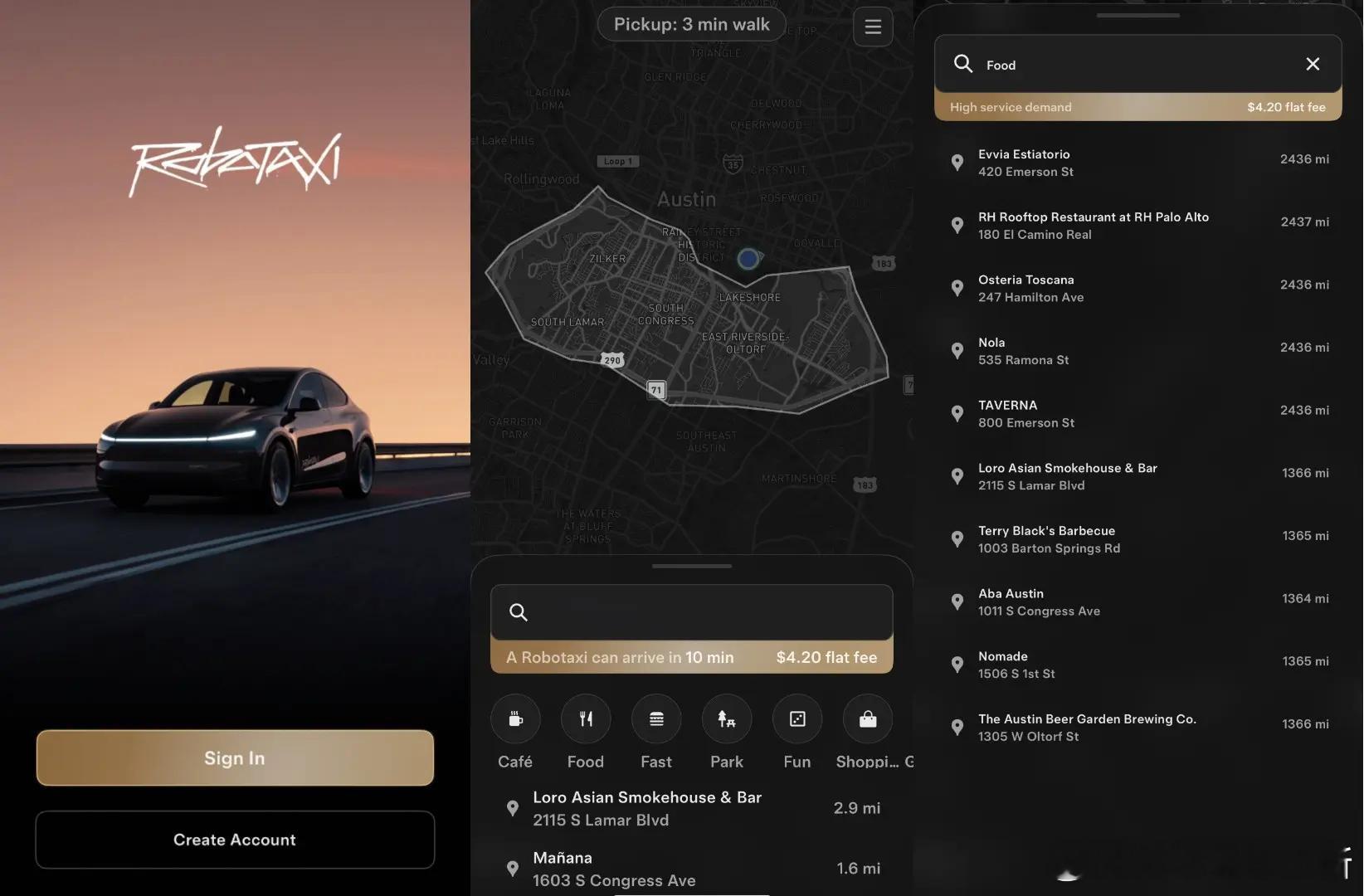 特斯拉 Robotaxi 服务正式上线[憧憬]这次试点区域仅限于得州奥斯汀南区，