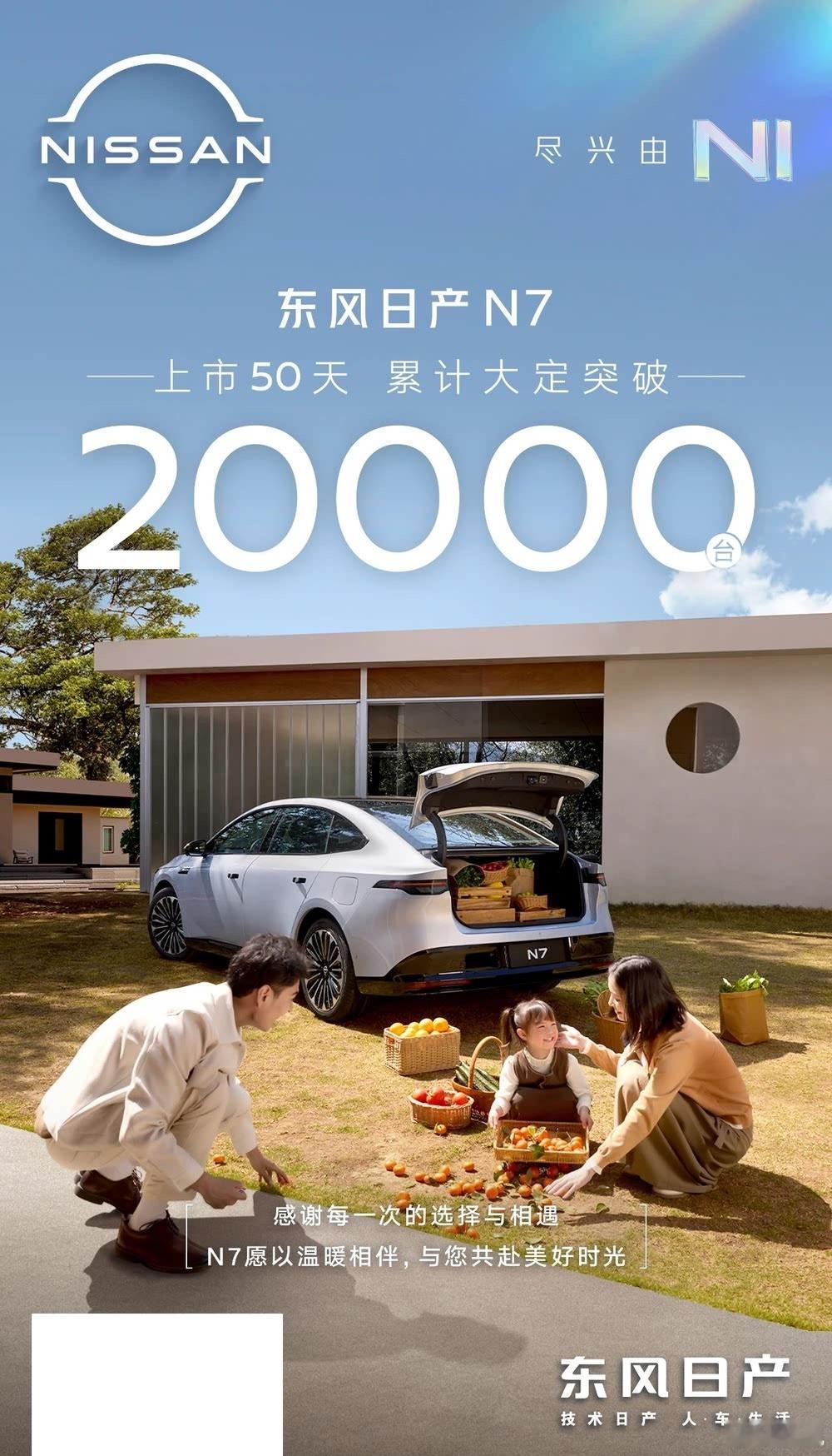 在网上被人锤爆了的合资品牌，东风日产N7用50天接了2万大定。刚刚看到一个数字：