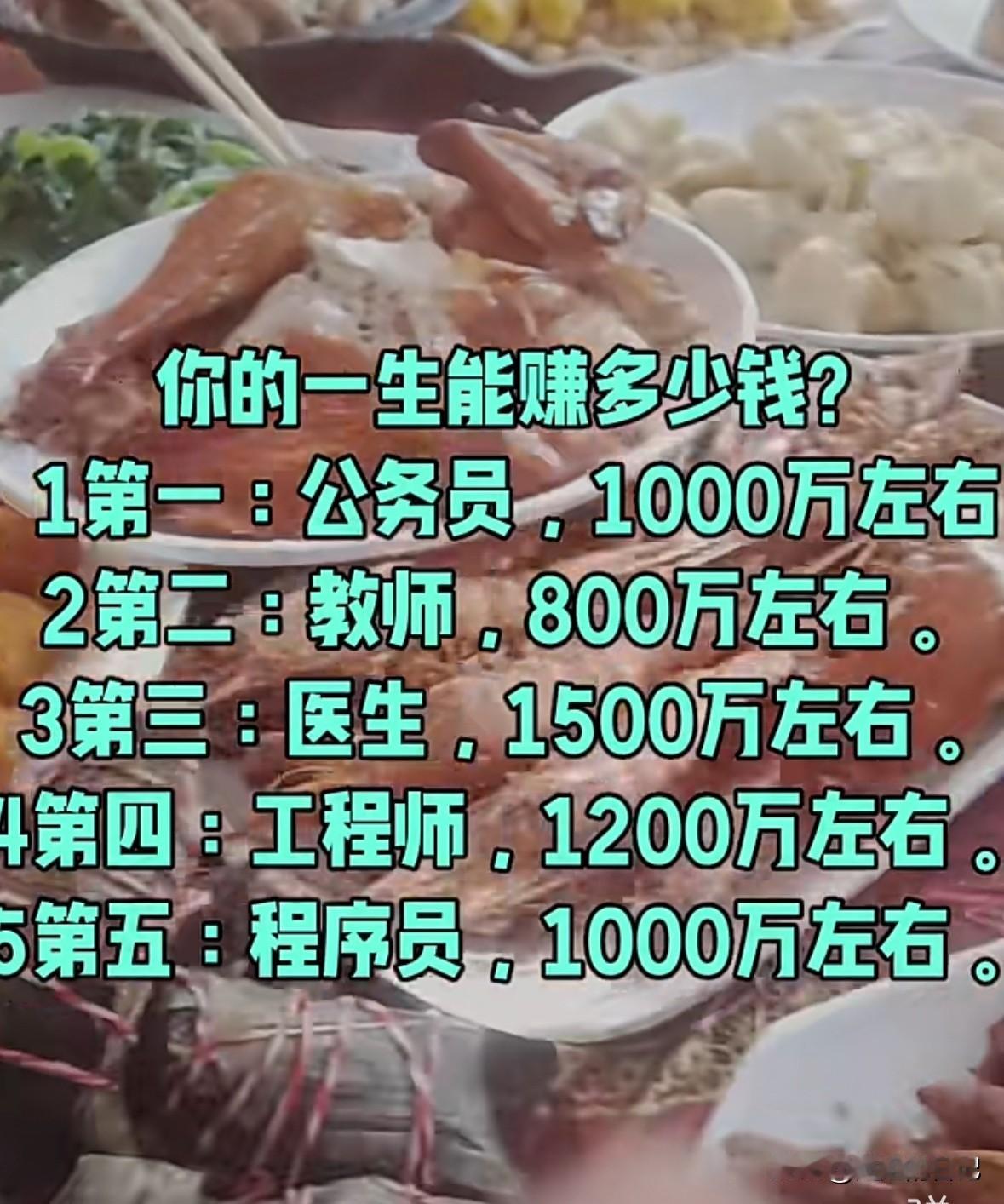 我一生能赚1000万以上，你们能赚多少钱？
我感觉还是应该有个稳定的工作，因为按
