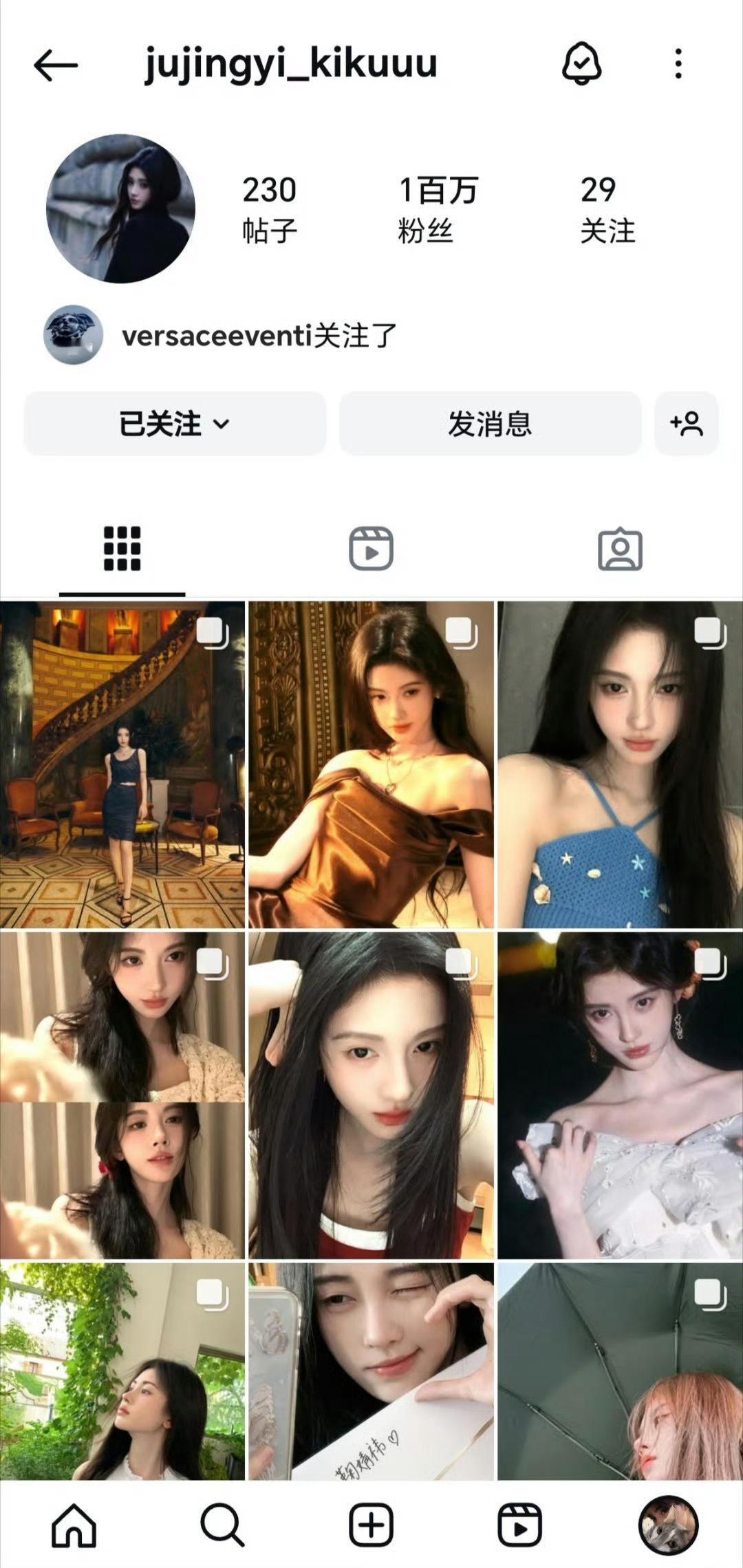 鞠婧祎ins粉丝数破100w恭喜鞠婧祎ins粉丝数破100w🎉参加米兰时装周后
