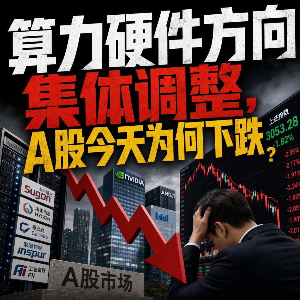 算力硬件方向集体调整，A股今天为何下跌？
很多人觉得AI算力是今年最硬的主线，跌