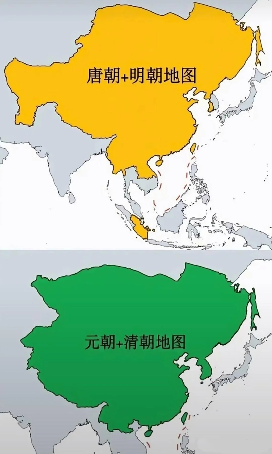 唐明和元清领土疆域对比，你觉得哪个更强？