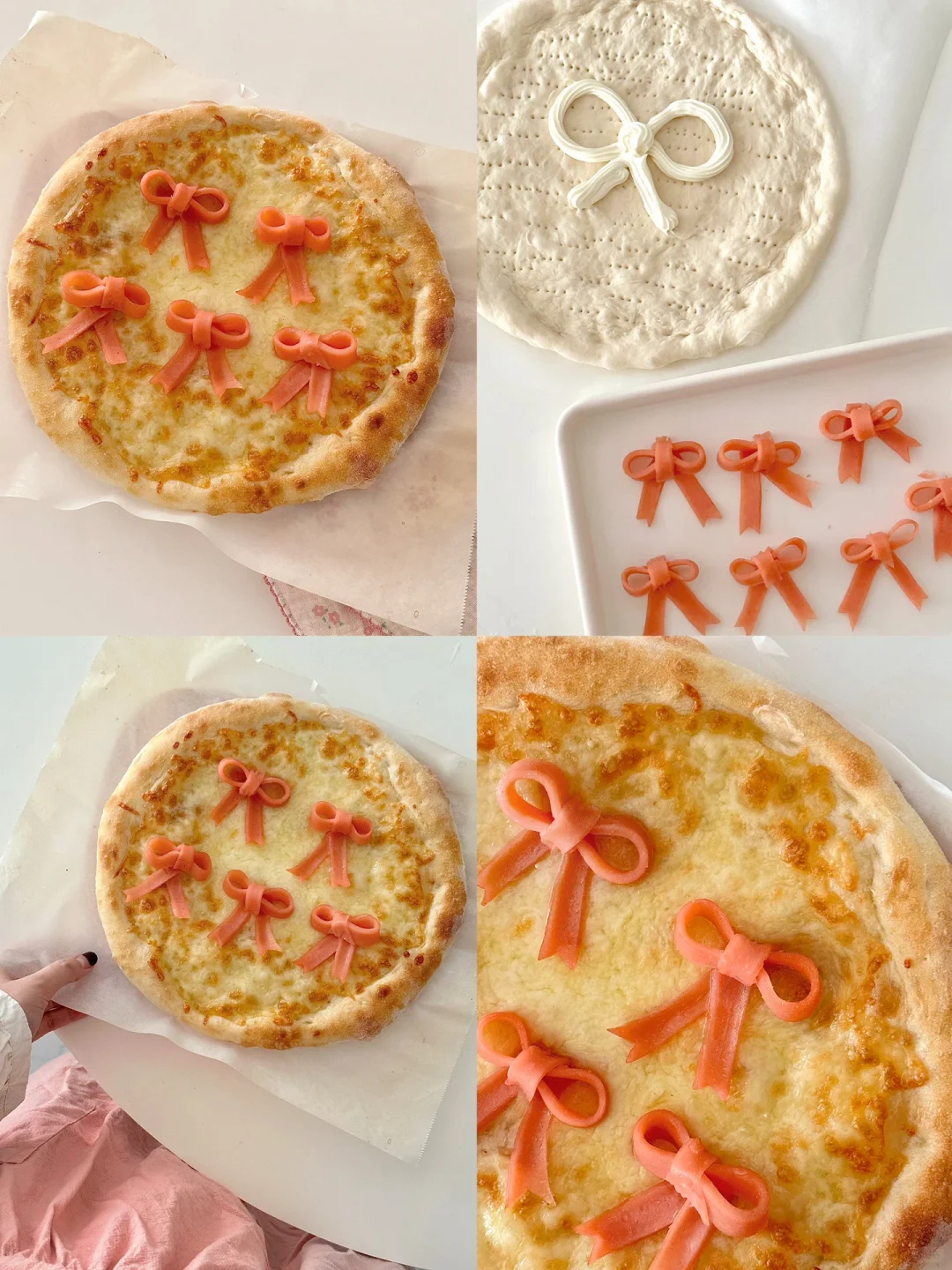 🎀pizza🎀蝴蝶结芝士火腿披萨～