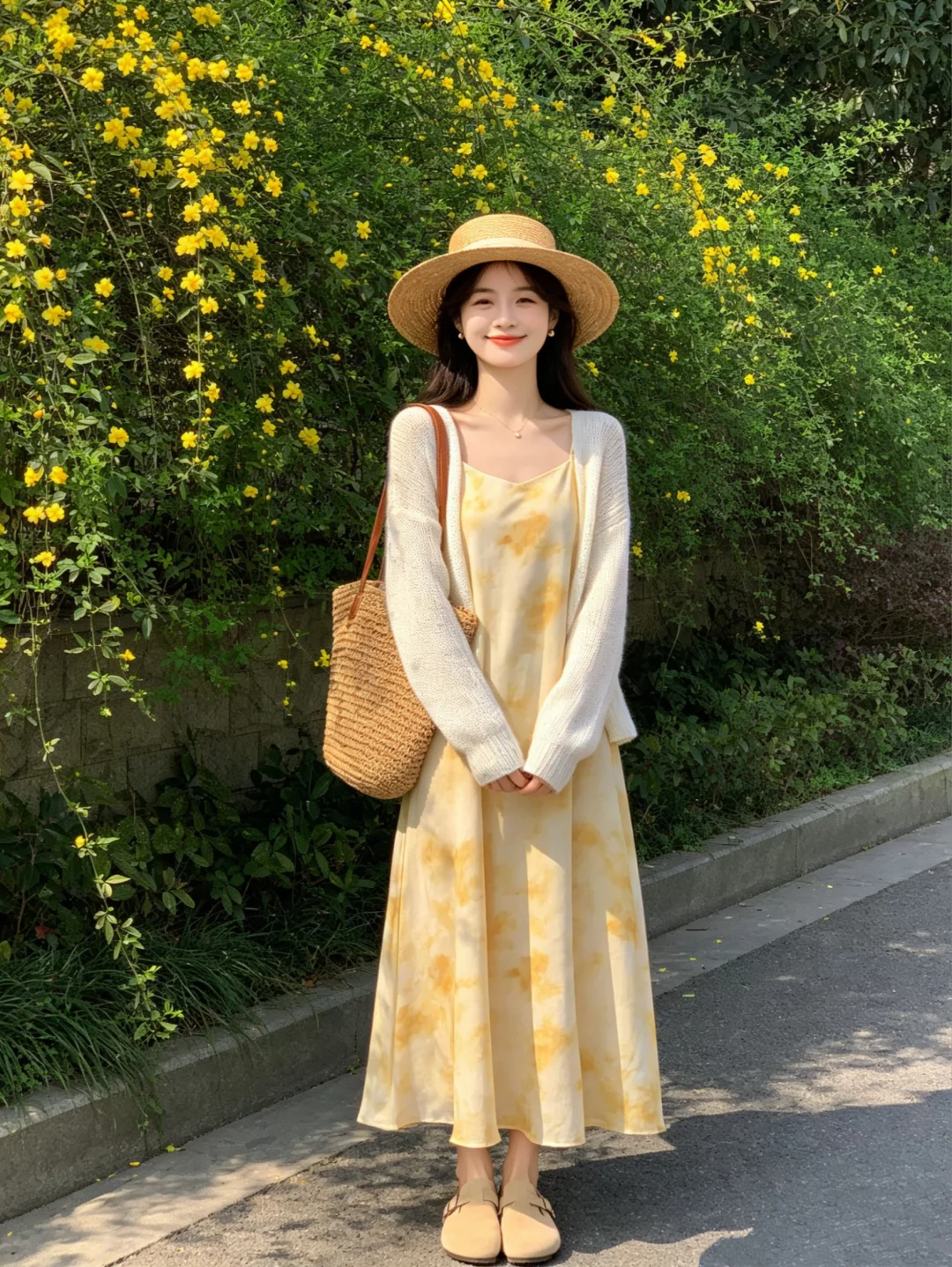初夏出游穿搭思路｜碎花裙搭配针织衫