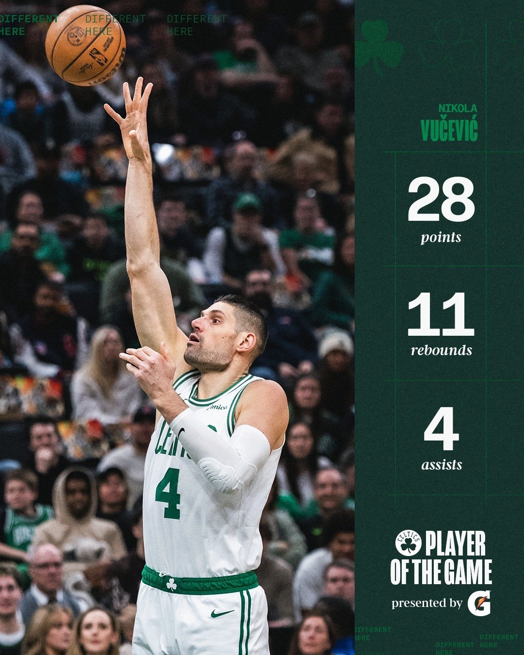 迅速融入新球队！今天武切维奇得到了28分11篮板，算是加盟以来打出的代表作了！凯