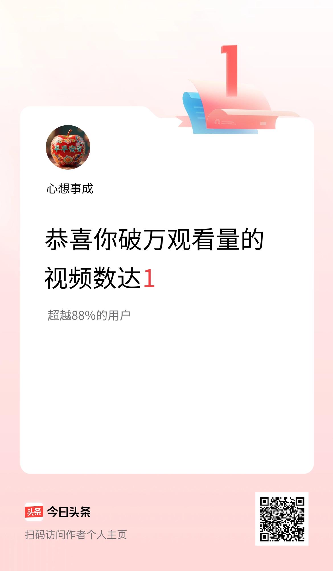 我在头条有1条视频播放量破万了！