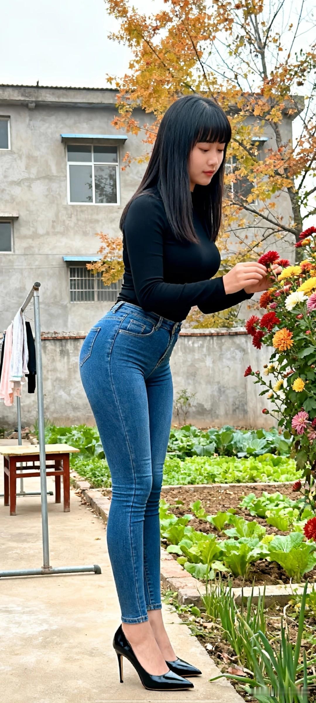 日常生活快照，非精心构图和打光，随手一拍的感觉；一个农村女生，素颜，黑色垂顺感短