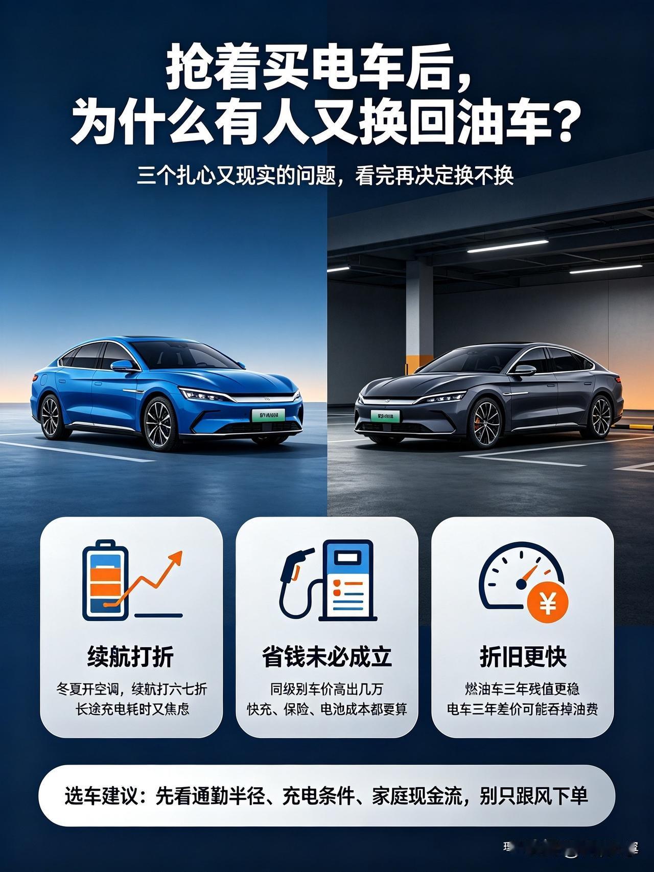 当初抢着买电车的人，为啥开始换回油车了？

身边好几个早几年跟风入手新能源车的朋