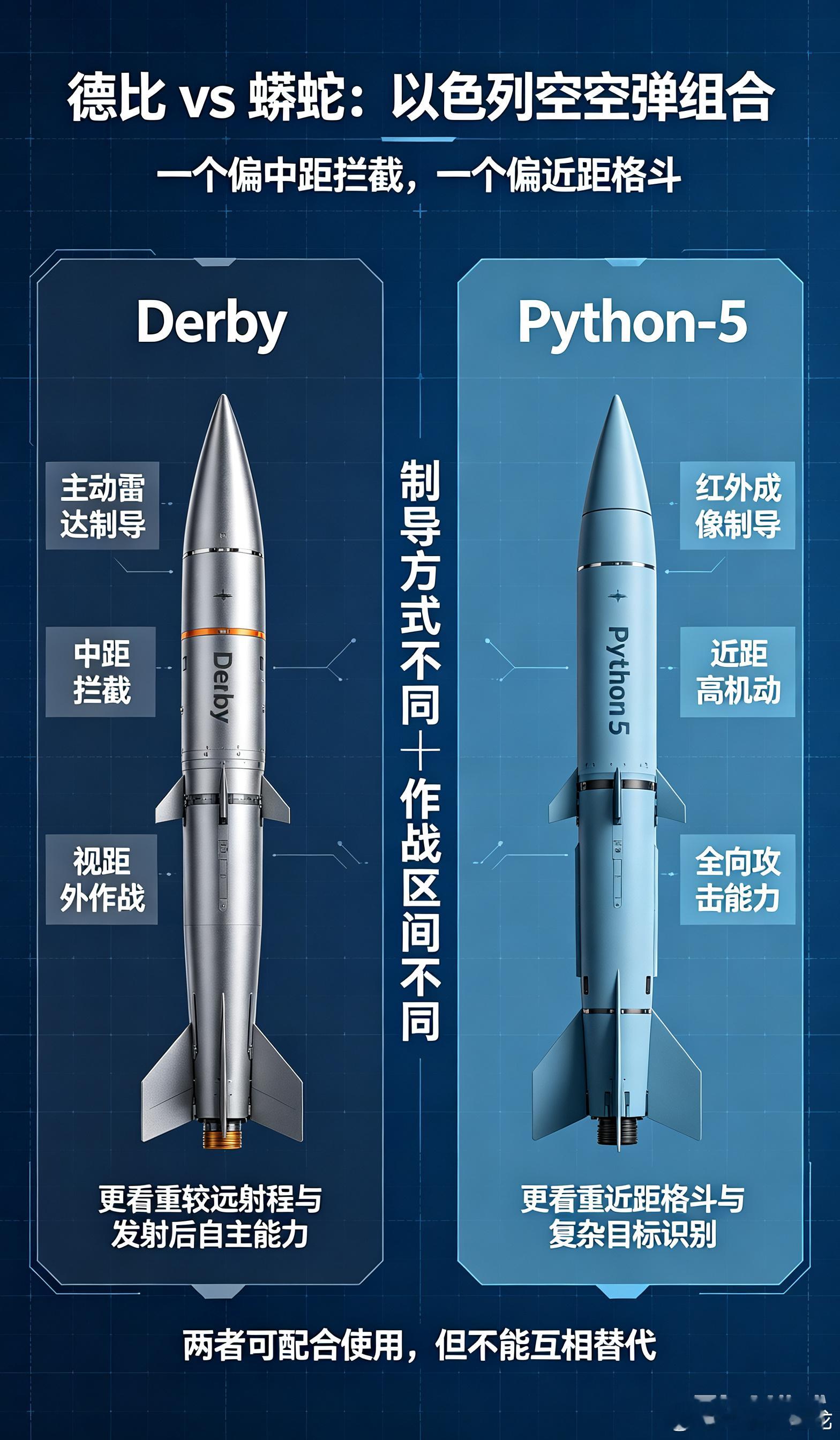 以色列Derby德比中程空对空导弹以色列本土自研的主动雷达制导中距空空导弹，是以