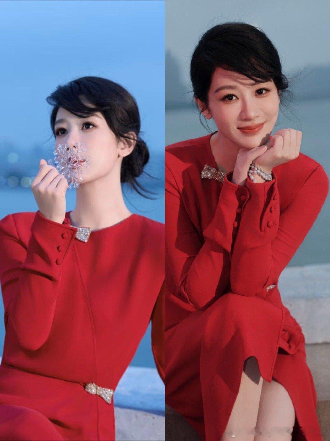 好美的杨紫老婆么么哒！新年新气象！这套红衣服装扮太好看了！ 