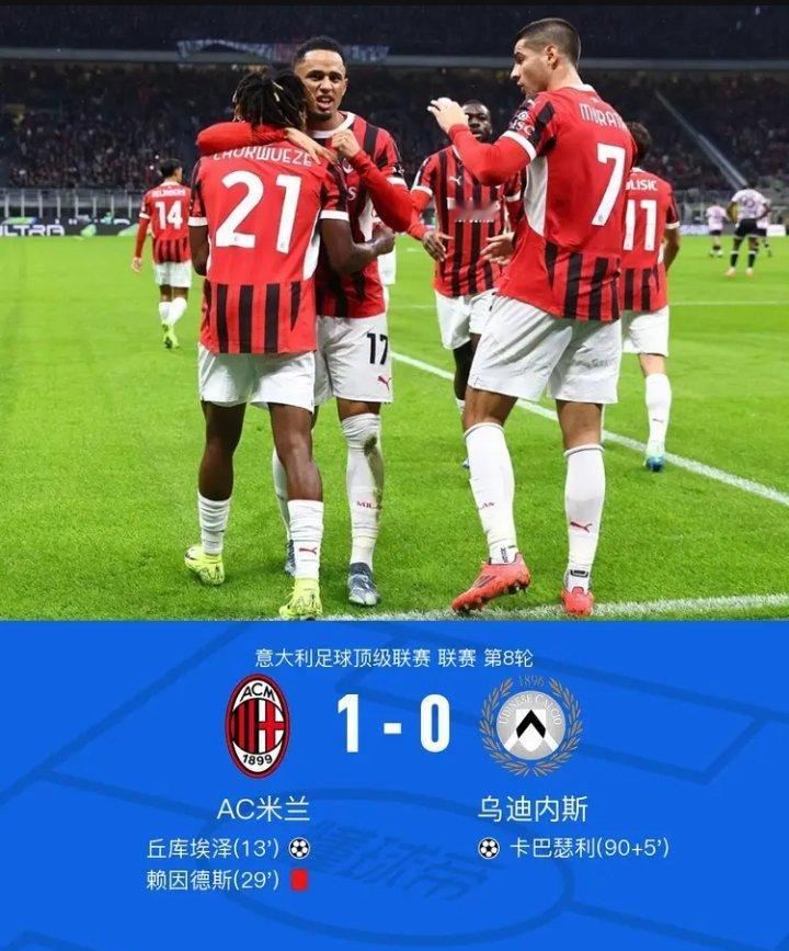 剑南春丨十人米兰1-0乌迪内斯，丘库埃泽破门，巴瑟利绝平被吹 ​​​