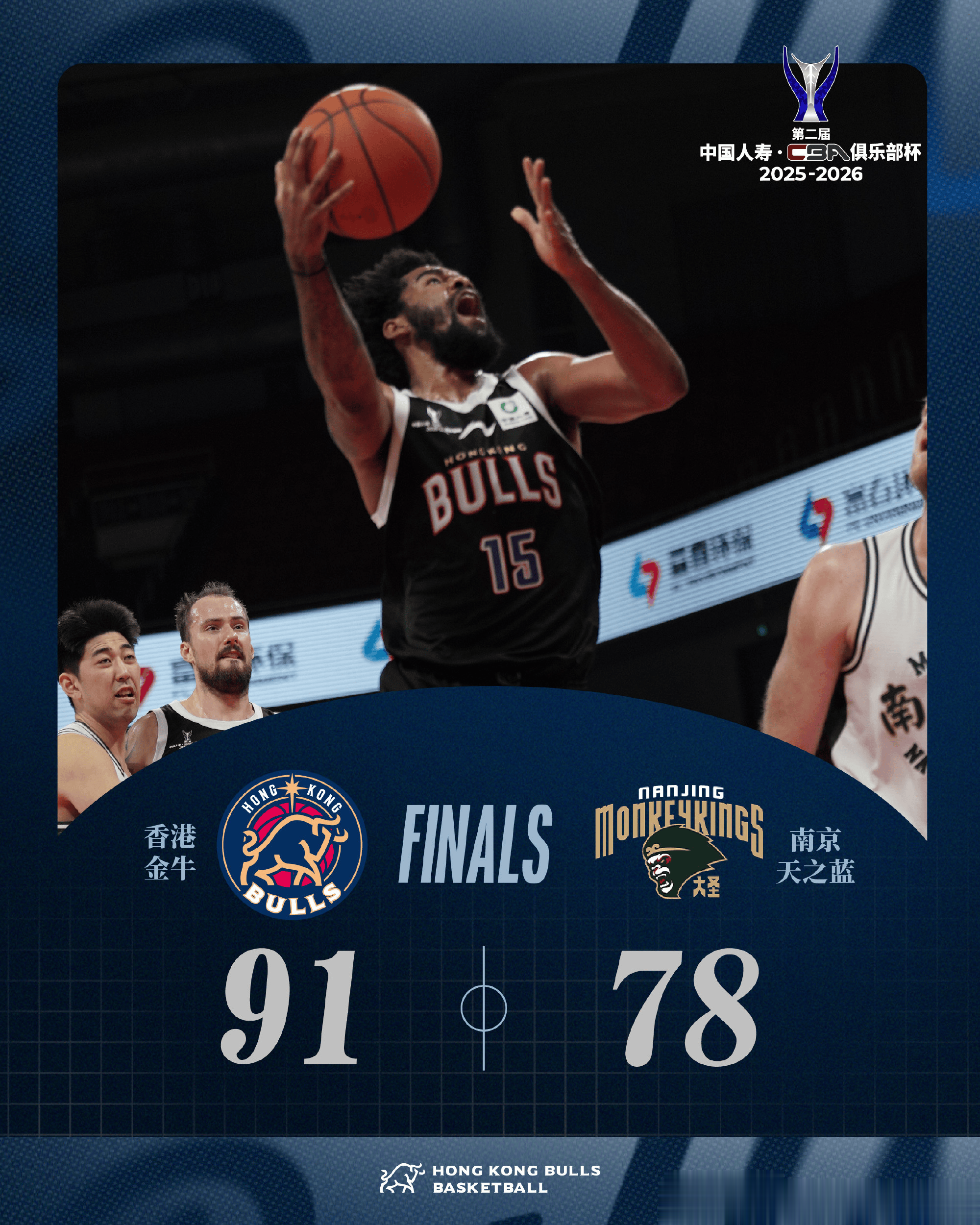 香港金牛官方发文：创历史！球队战胜南京取CBA俱乐部杯首胜