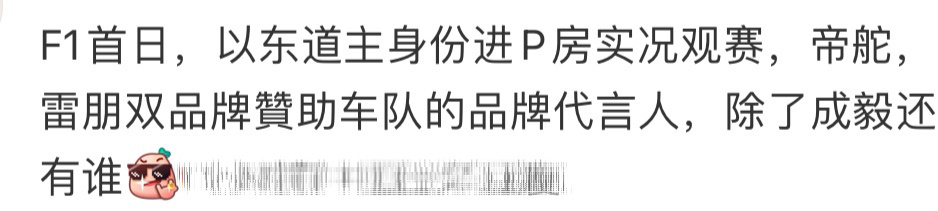 成毅[超话]F1首日，以东道主身份进P房实况观赛，帝舵，雷朋双品牌贊助车队的品牌