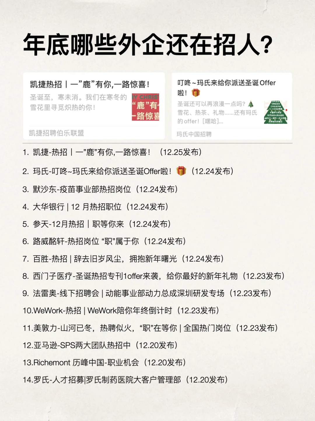 12.25年末有哪些外企在招人？一次说清楚