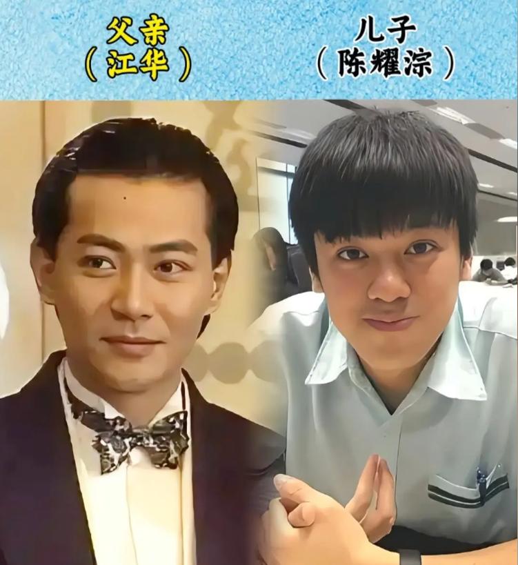 帅气的江华，娶了歌手麦洁文，儿子身材高大，颜值却不高。
帅气的马德钟，有一个肤白