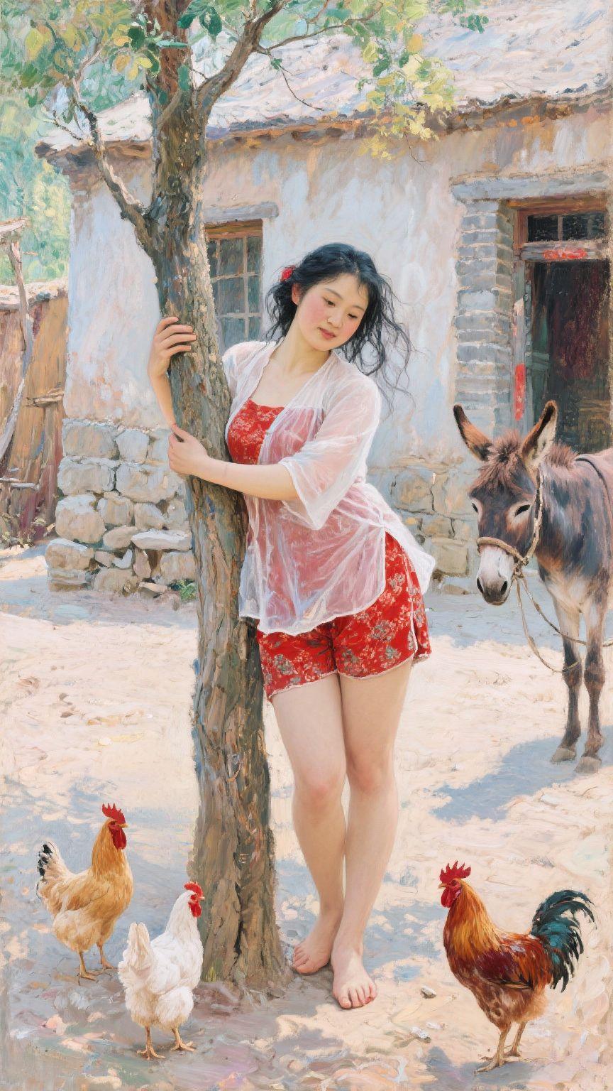 乡土气息 农舍 农家散养鸡