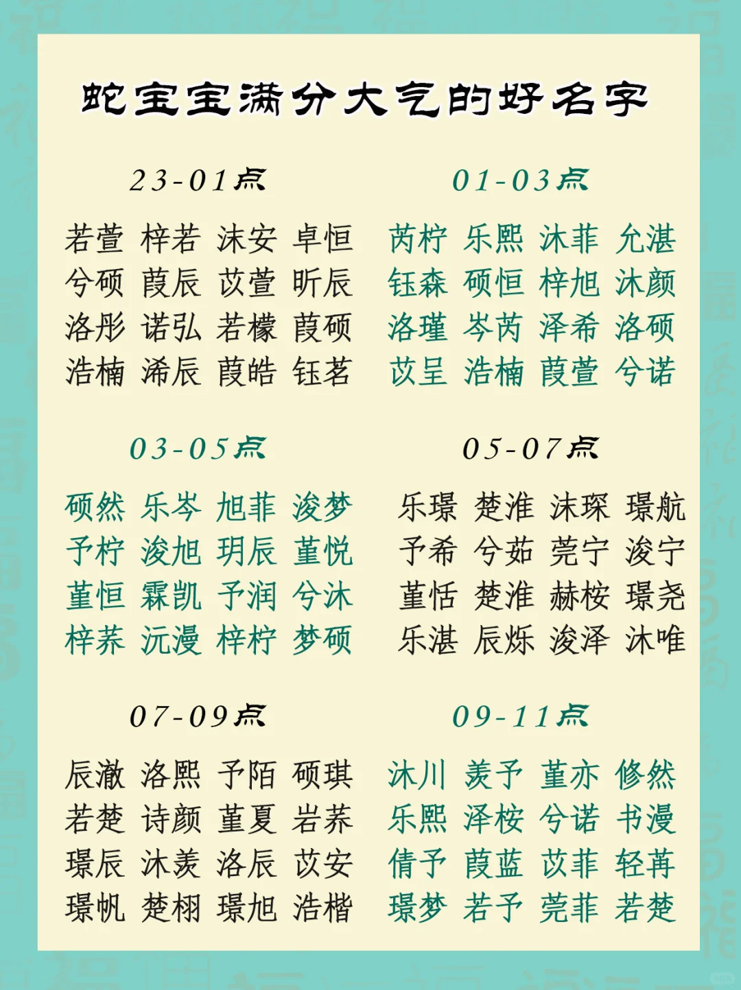 蛇宝宝按照月份起满分大气名字