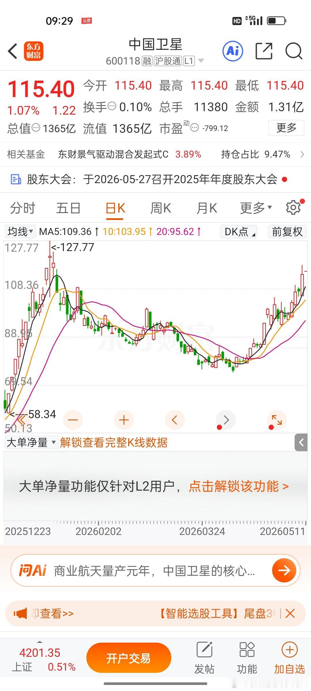 中国卫星，逢低关注 