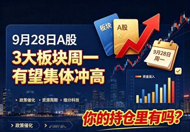 9月28日A股，3大板块周一有望集体冲高，你的持仓里有吗