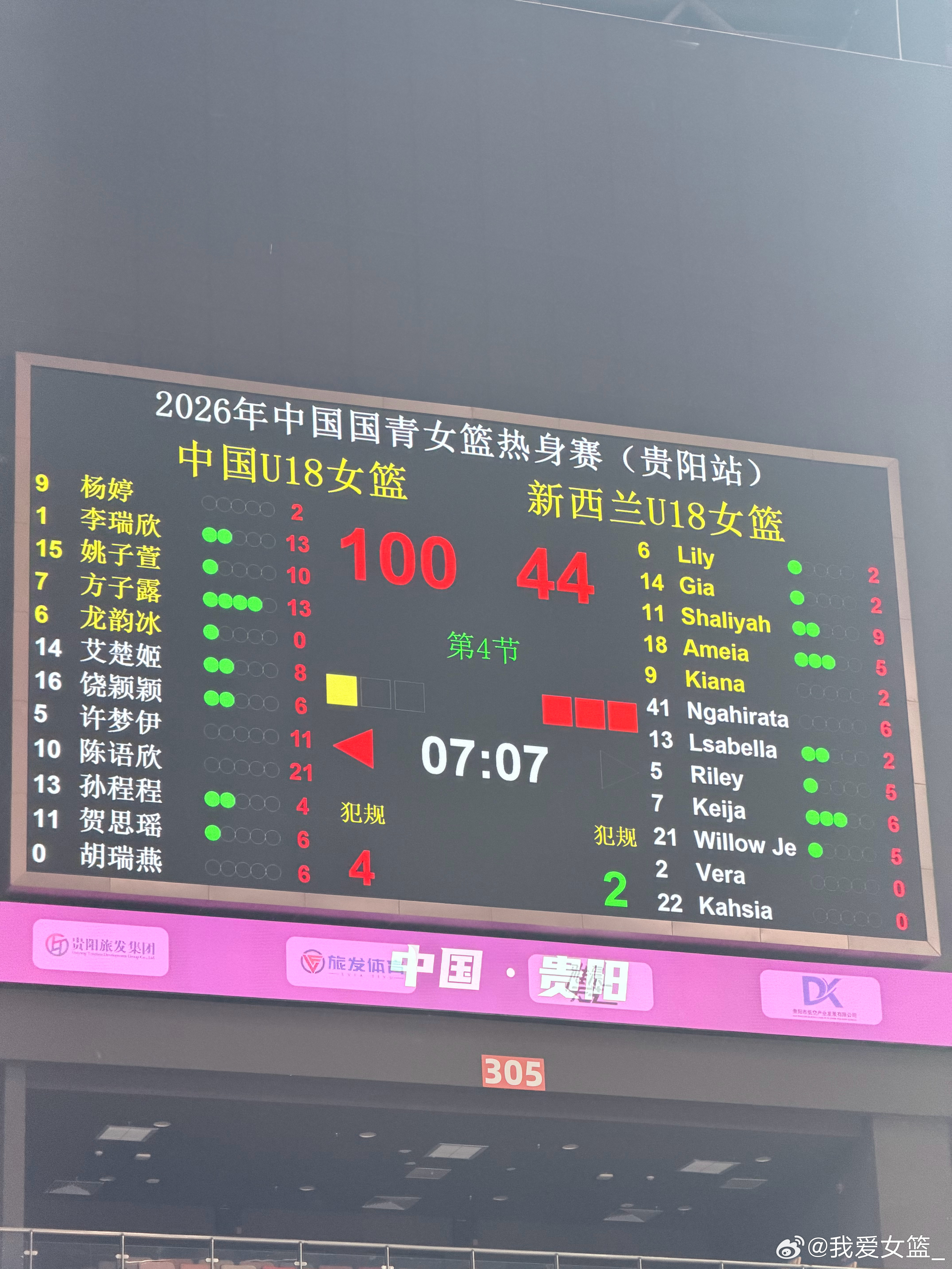 【U18女篮热身赛贵阳站第三日战报：国青女篮大胜新西兰U18女篮 系列赛三战全胜
