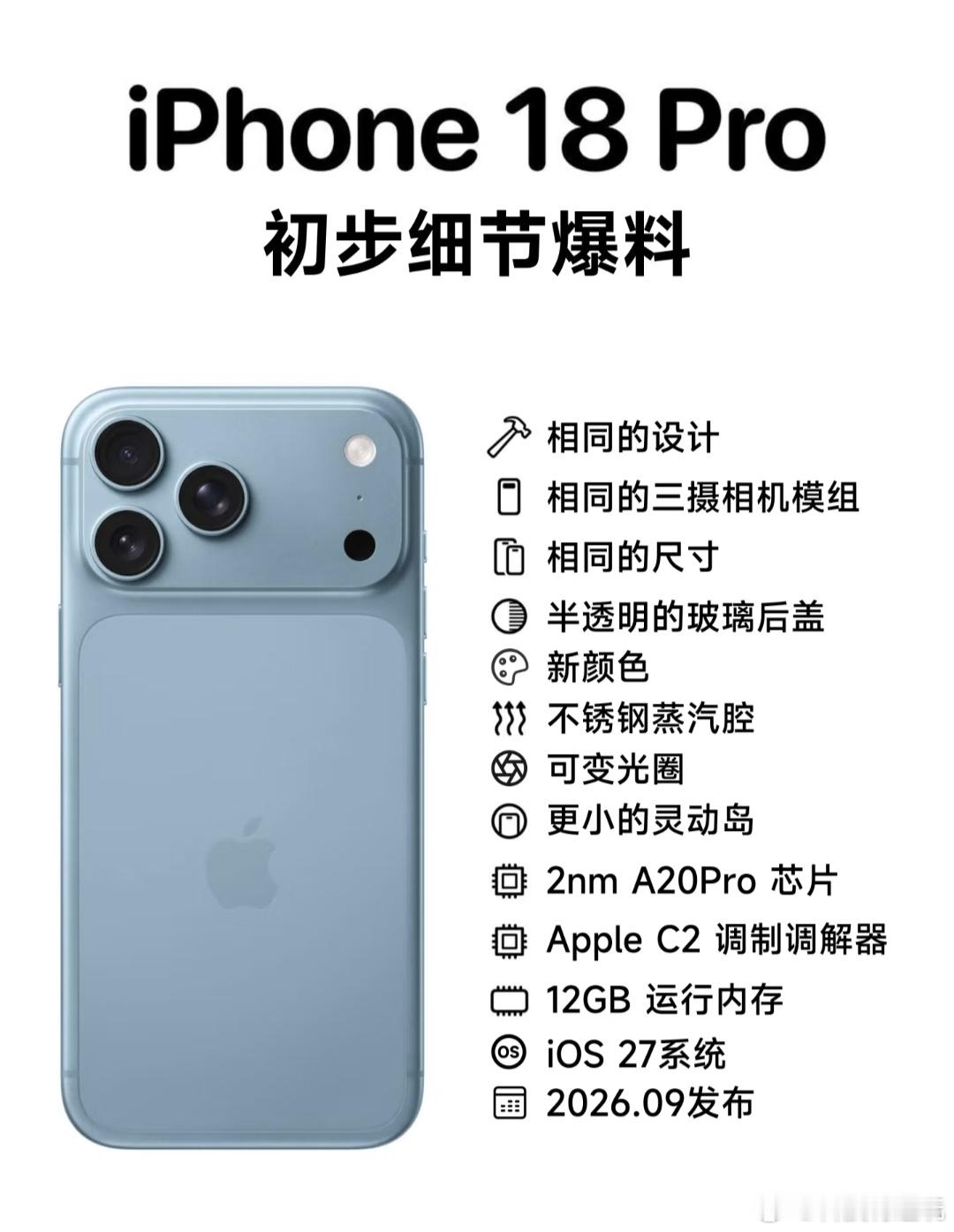iPhone18系列迎史上最大革新目前爆料九大核心升级1、A20芯片制程跃升至2
