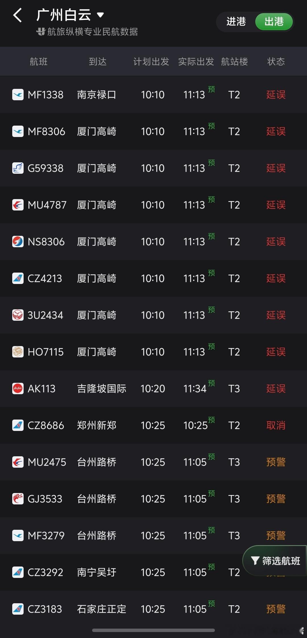 23日前后广州迎暴雨强对流  牛逼，跟打台风似的，广州白云机场延误率高达93%，