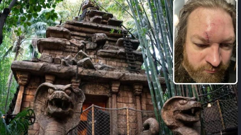 美国加州迪士尼乐园传出流血事件，一名父亲带着孩子去游玩，因为制止一名男子插队，遭