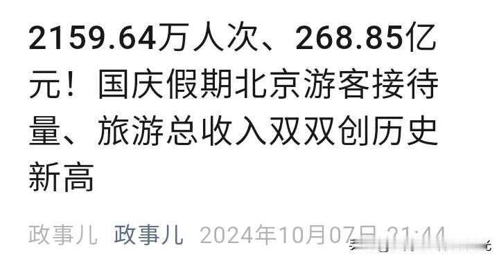 北京旅游再创历史新高，
是一个好现象，
说明旅游市场已经全面激活。

有一个问题