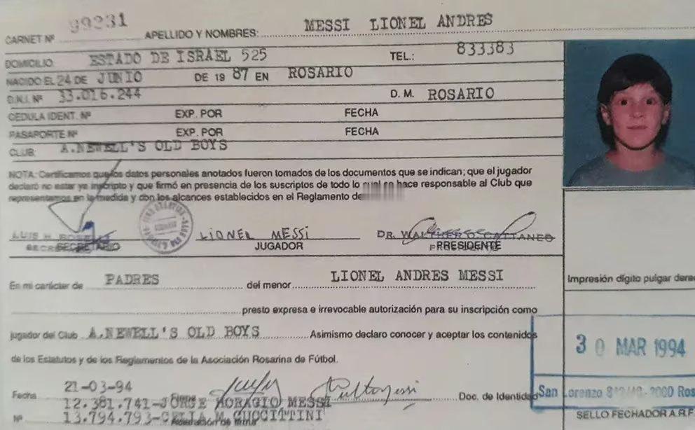 🔙❤️⚽️30年前的今天，纽维尔老男孩俱乐部在罗萨里奥协会注册了一名名叫梅西的