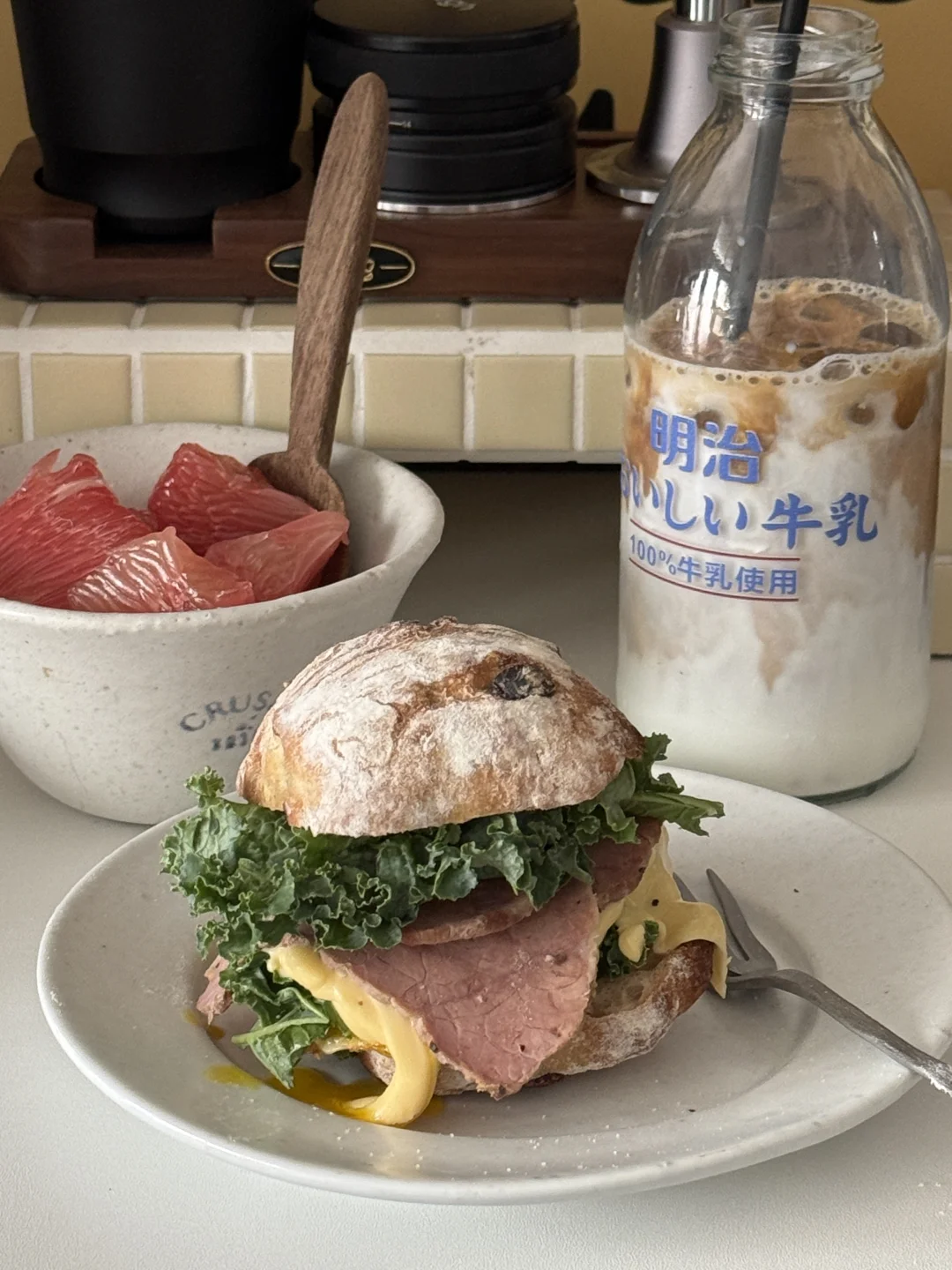 今日早餐｜羽衣甘蓝做三明治还挺好吃的🥪