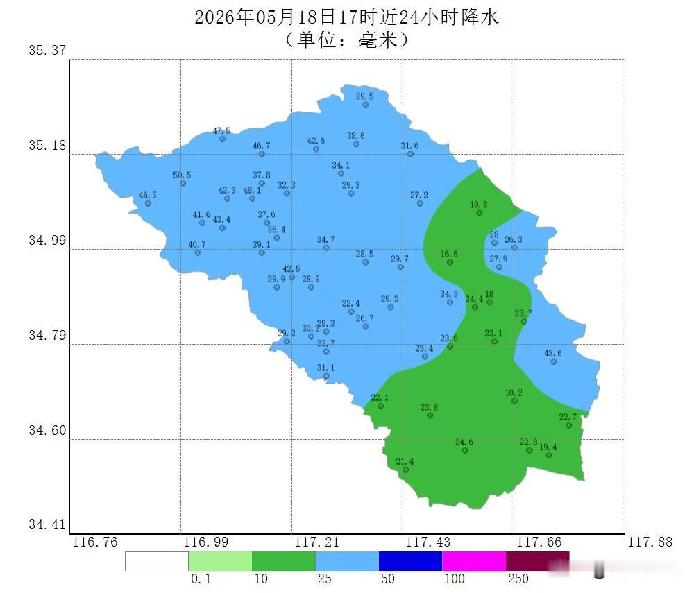 预报很准！滕州的雨都下的真不小！

2026年05月17日17时至18日17时枣