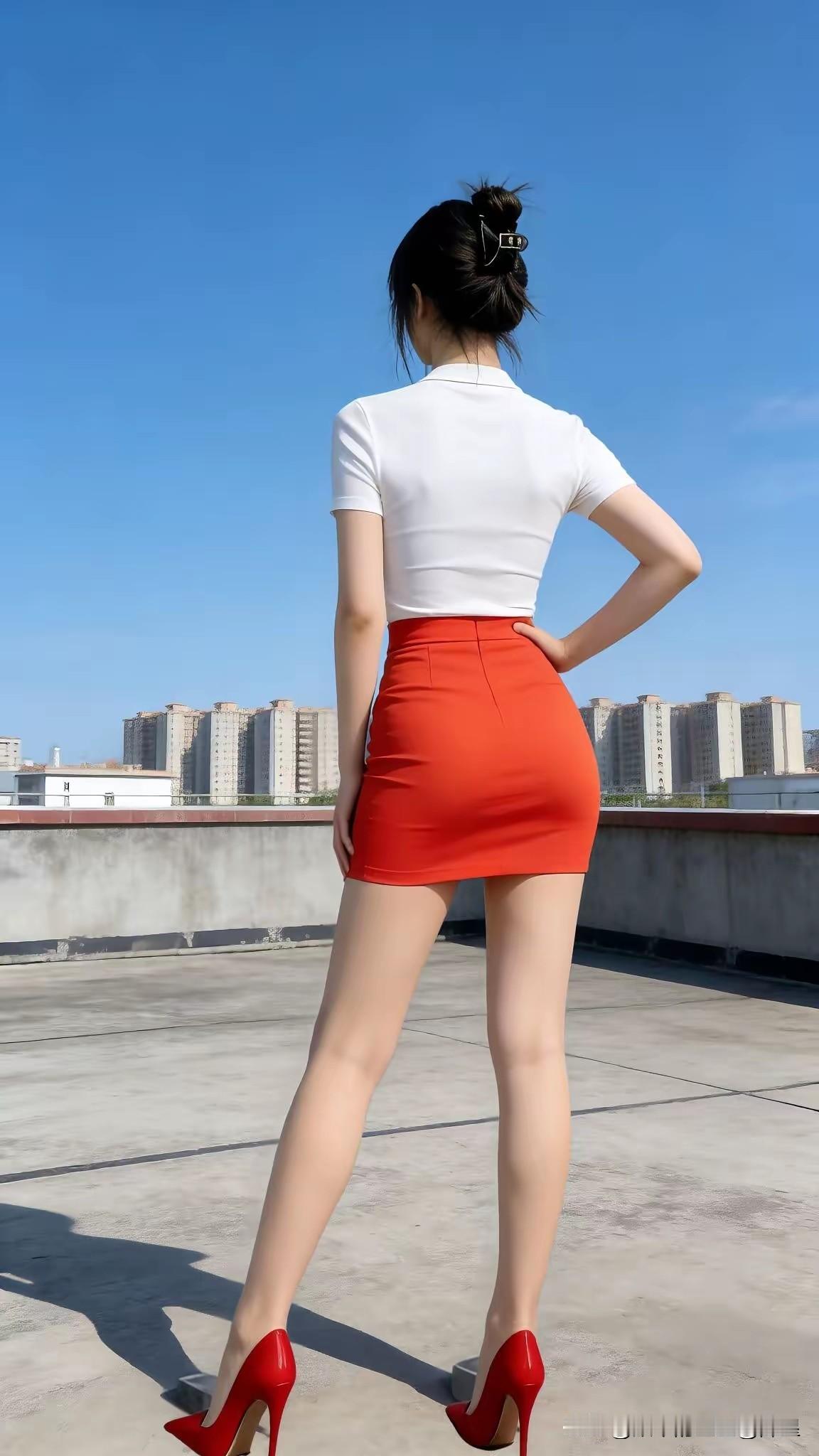 紧身白衬衣+超短包臀裙！这身职业装穿搭谁能受得了，妥妥的圆规站姿！
气质性感包臀