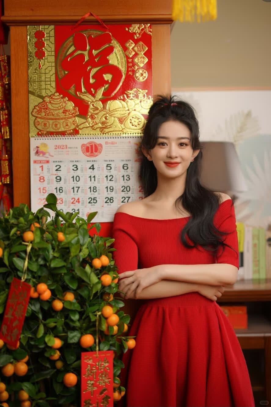 新年快乐呀 赵丽颖新春明星 