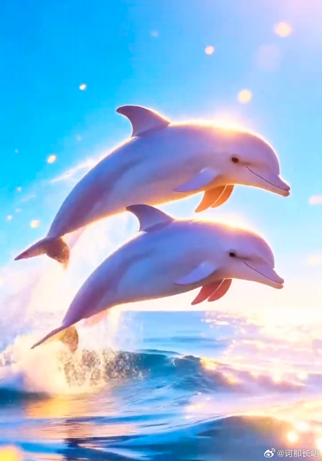 清晨的海风吹走疲惫，海豚的跳跃带来好运，早安，愿你今天的心情，像这片海一样开阔明