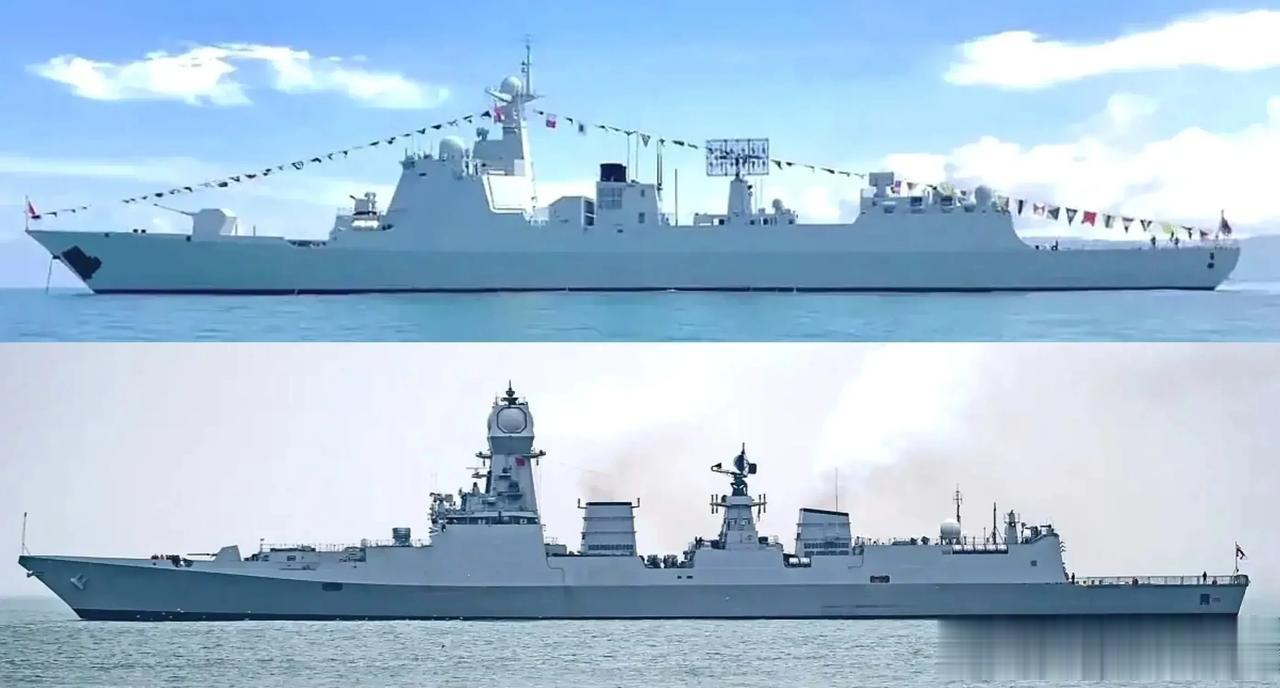 中印同等驱逐舰参数对比，两舰在排水量、舰长、垂发数量上基本都相当一致，完全卡可以
