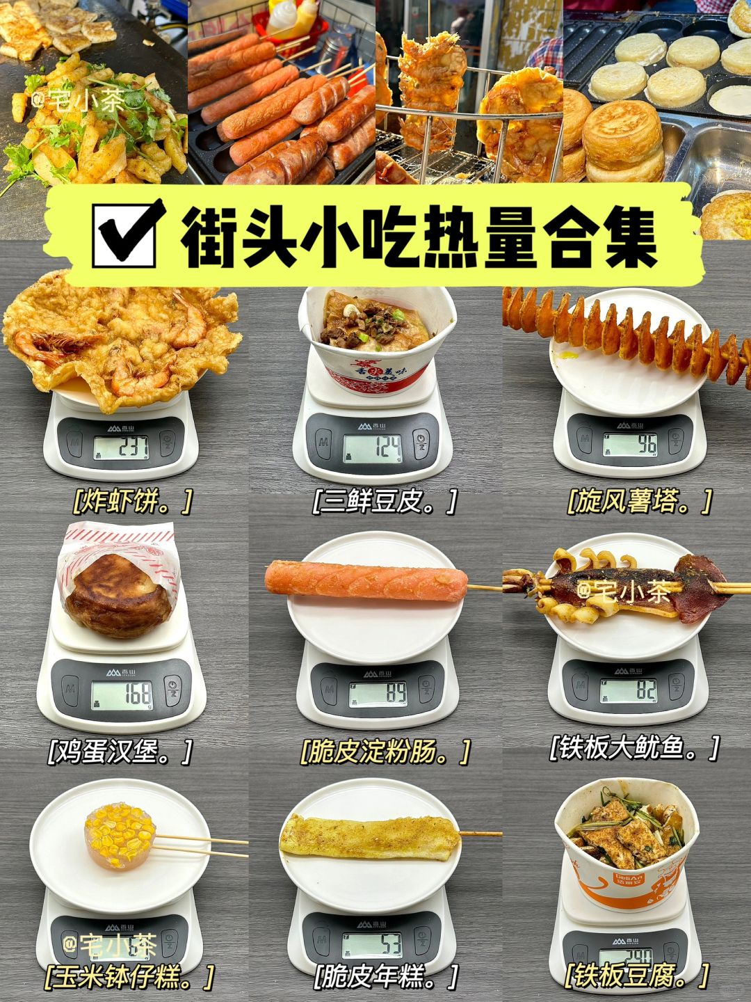街头小吃热量合集‼️铁板豆腐、三鲜豆皮…