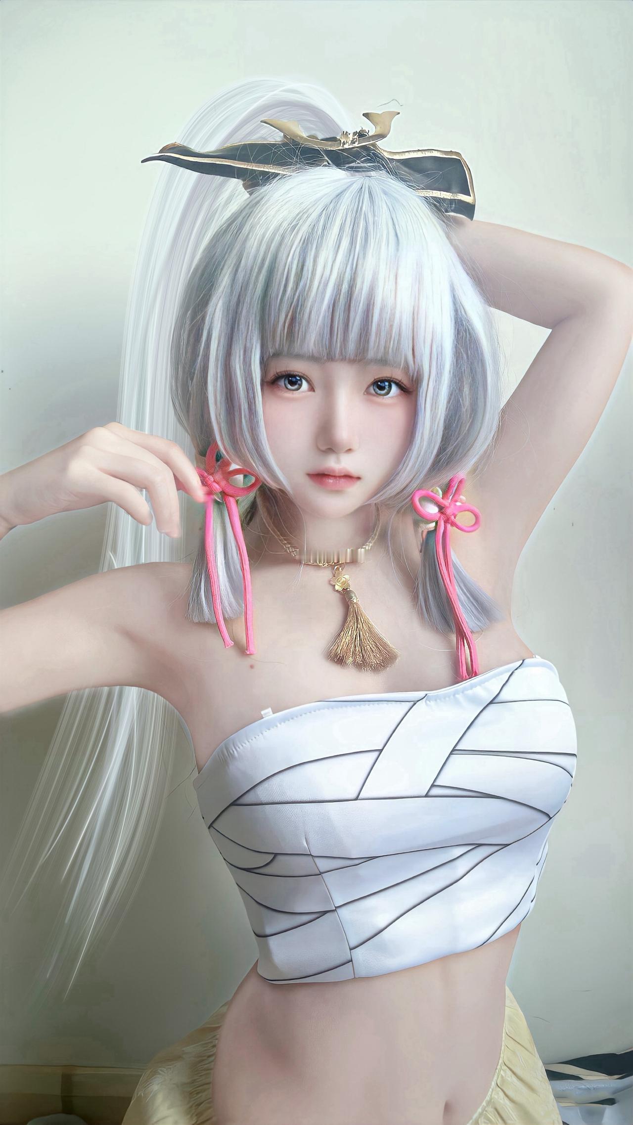 神里绫华裹了纱布，是被宵宫的烟花烫伤了吗？#原神##游戏##二次元#