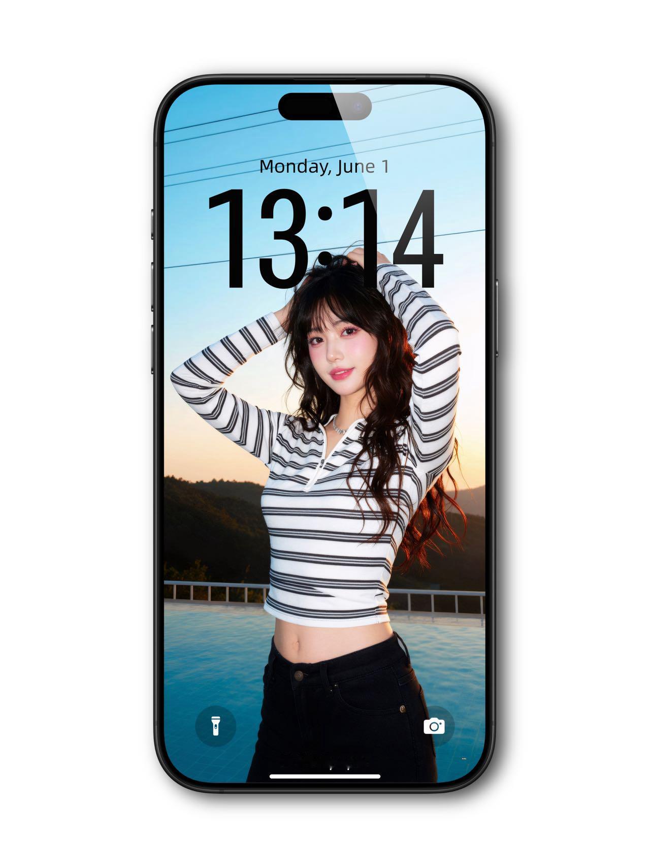 iOS 温柔逆光少女壁纸 设置锁屏
